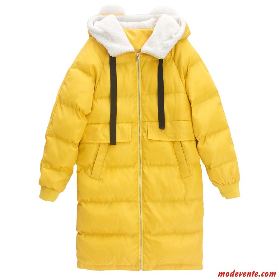 Veste En Coton Femme Longue Ours Dame Vêtements Matelassé Épaissir Hiver Jaune