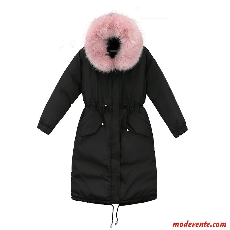 Veste En Coton Femme Manteau Hiver Chauds Longue Vêtements Matelassé Nervurées Noir