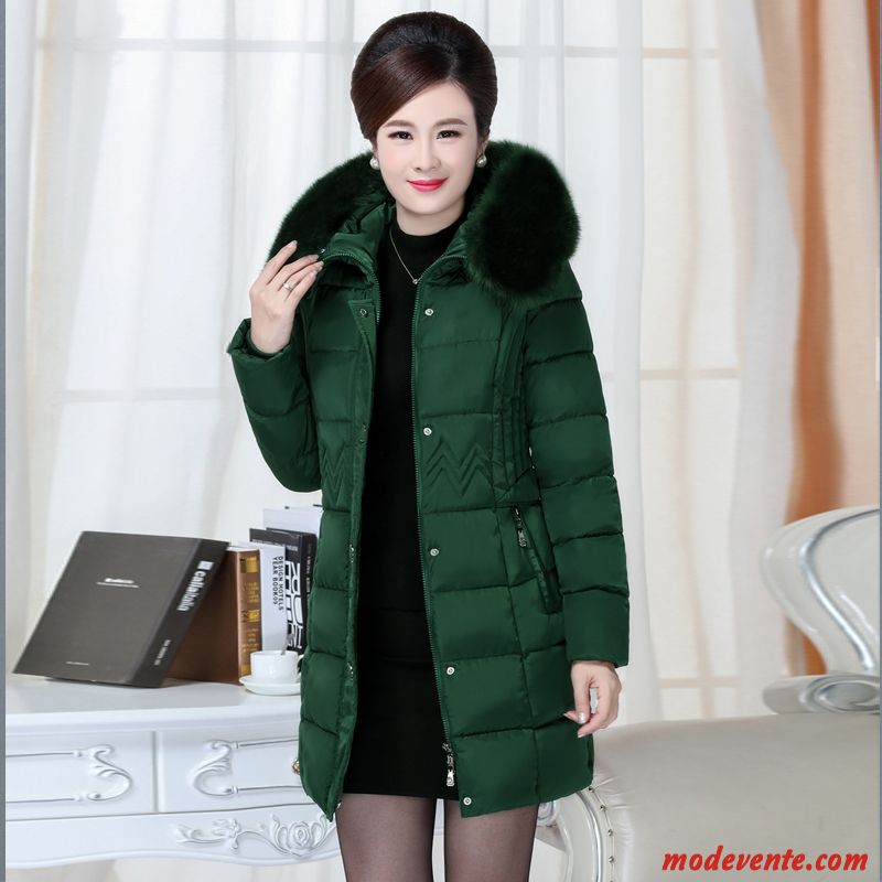 Veste En Coton Femme Manteau Longue Vêtements Matelassé Âge Moyen Vêtements D'hiver Matelassée Vert