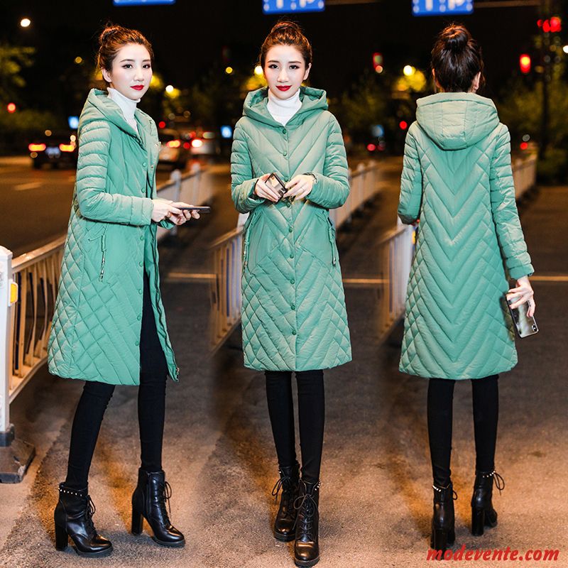 Veste En Coton Femme Matelassée Anti-saison Vêtements Matelassé Longue Style Chaud Manteau Vert