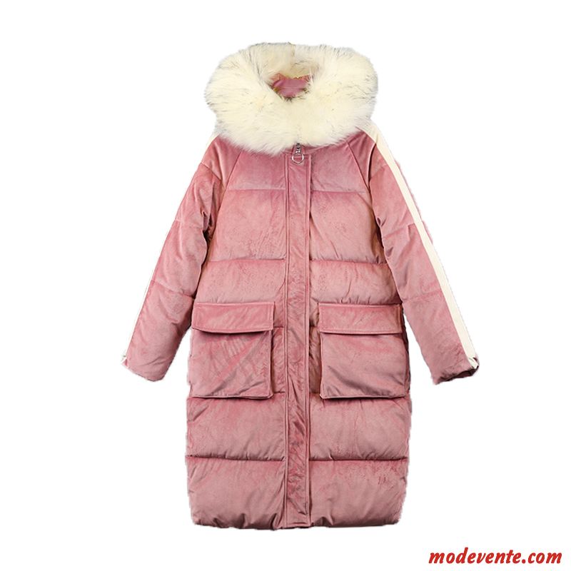 Veste En Coton Femme Matelassée Grande Taille Longue Baggy Velours Épaissir Rouge Rose Or