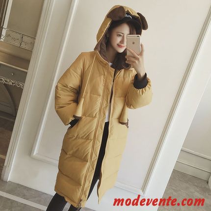 Veste En Coton Femme Matelassée Étudiant Chauds Manteau Épaissir Baggy Jaune