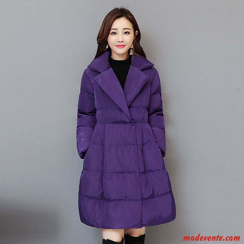 Veste En Coton Femme Nervurées Manteau Longue Vêtements D'hiver Slim Matelassée Violet