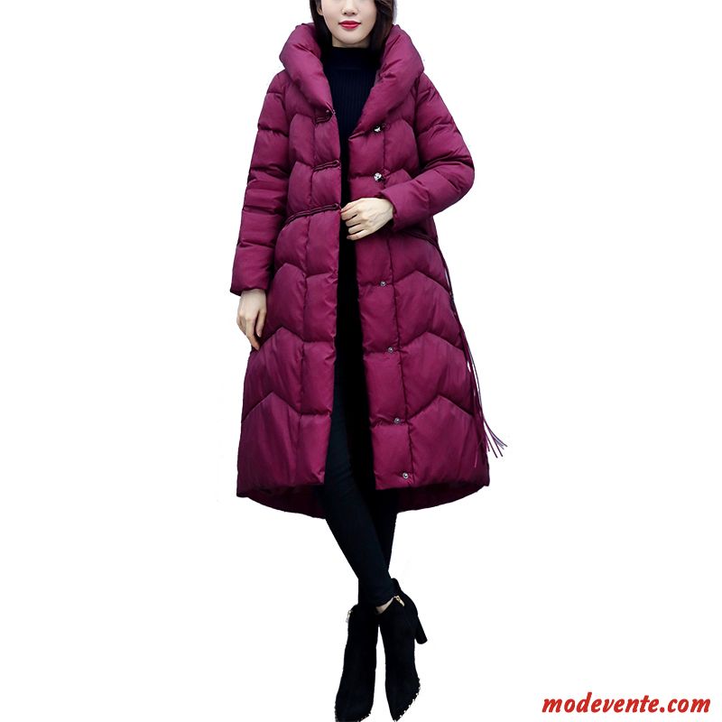 Veste En Coton Femme Personnalité Mode Chauds Longue Confortable Vêtements Matelassé Rouge Violet