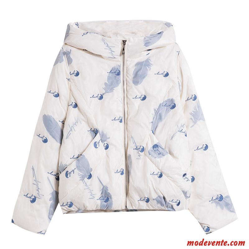 Veste En Coton Femme Revers Roulé Tempérament Court Baggy Élégant Décontractée Bleu Clair