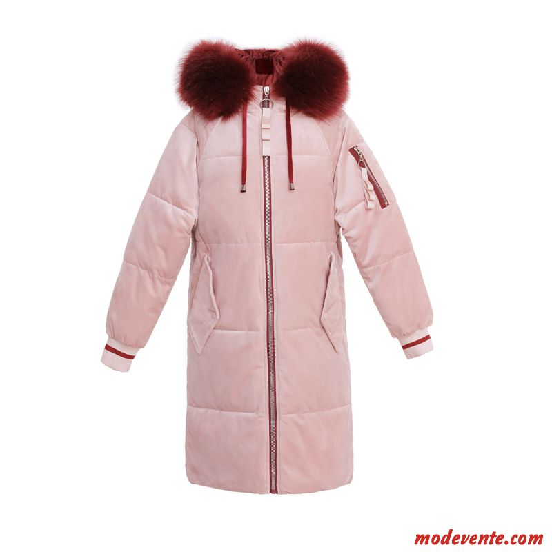 Veste En Coton Femme Velours Manteau Longue Doux Tendance Baggy Rose Or