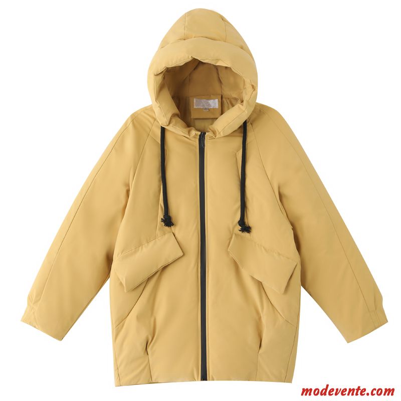 Veste En Coton Femme Vêtements D'hiver Doux Chauds Mode Manteau Court Jaune