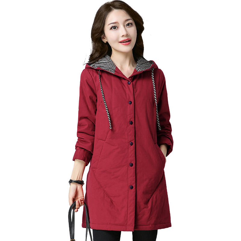 Veste En Coton Femme Vêtements Matelassé Anti-saison Décontractée Matelassée Pure Hiver Rouge