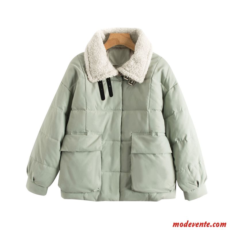 Veste En Coton Femme Vêtements Matelassé Vêtements D'hiver L'automne Manteau Baggy Court Vert Clair