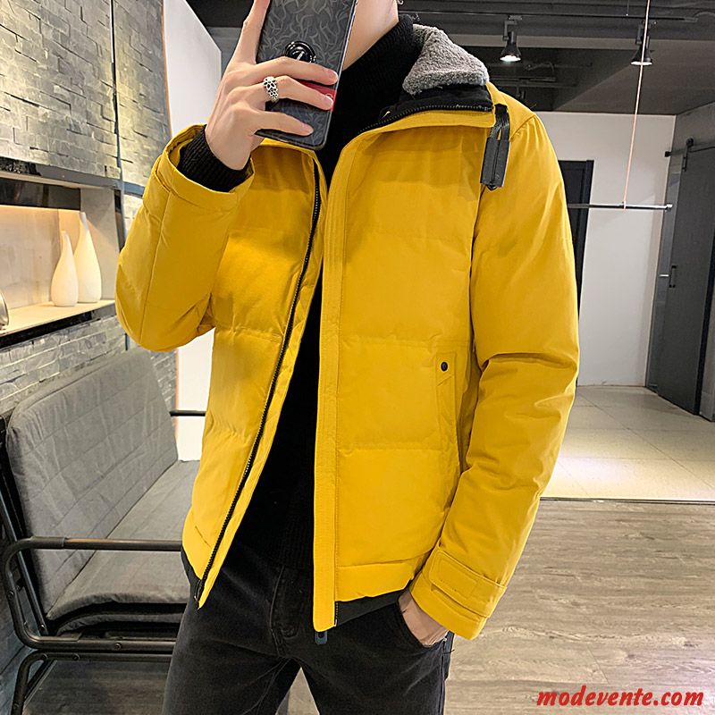 Veste En Coton Homme Marque De Tendance Vêtements Matelassé Fourrure Duvet Matelassée Hiver Manteau Jaune