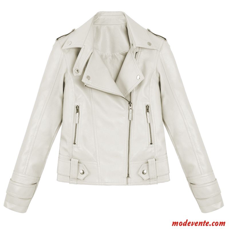 Veste En Cuir Femme Vêtements Moto Longues Slim L'automne Vestes En Cuir Manteau Noir