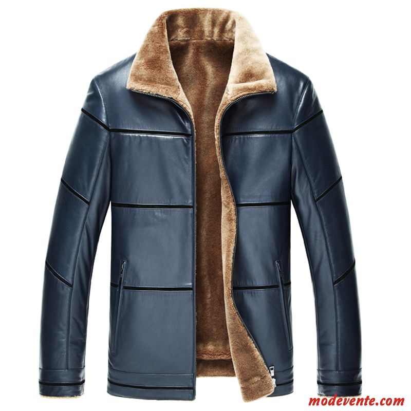 Veste En Cuir Homme Gros Hiver Manteau Plus De Velours Vestes En Cuir Épaissir