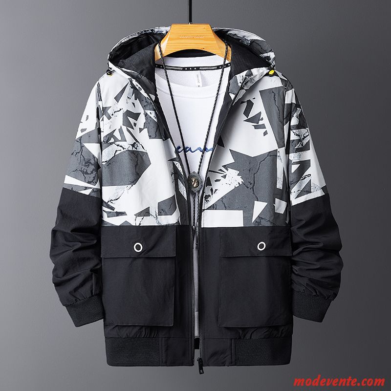 Veste Homme Gras Tendance L'automne Étudiant Printemps Camouflage Couleurs Mixtes