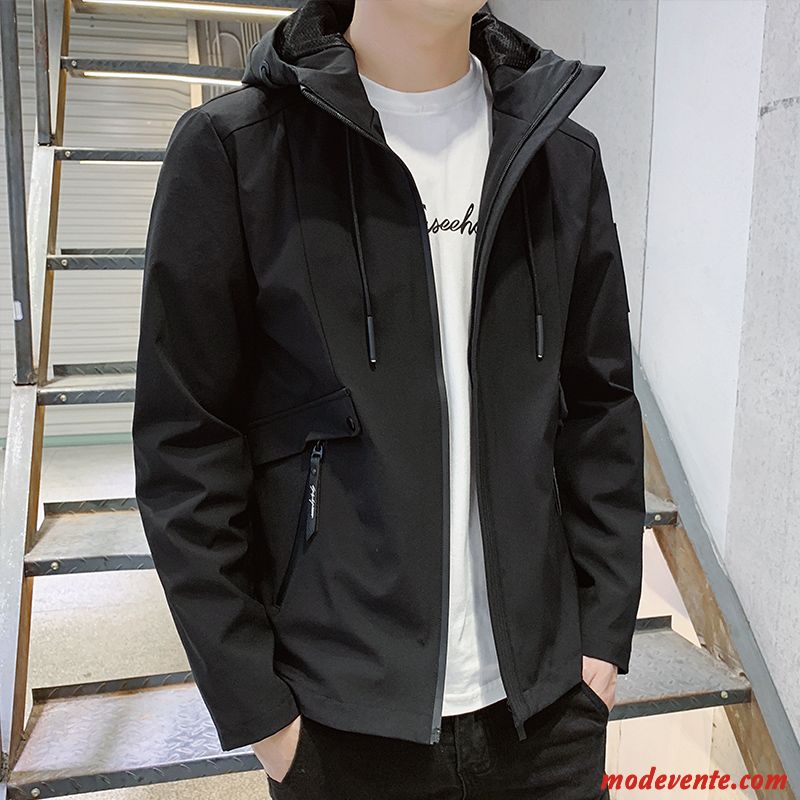 Veste Homme L'automne Printemps Beau Décontractée Manteau Tendance Noir