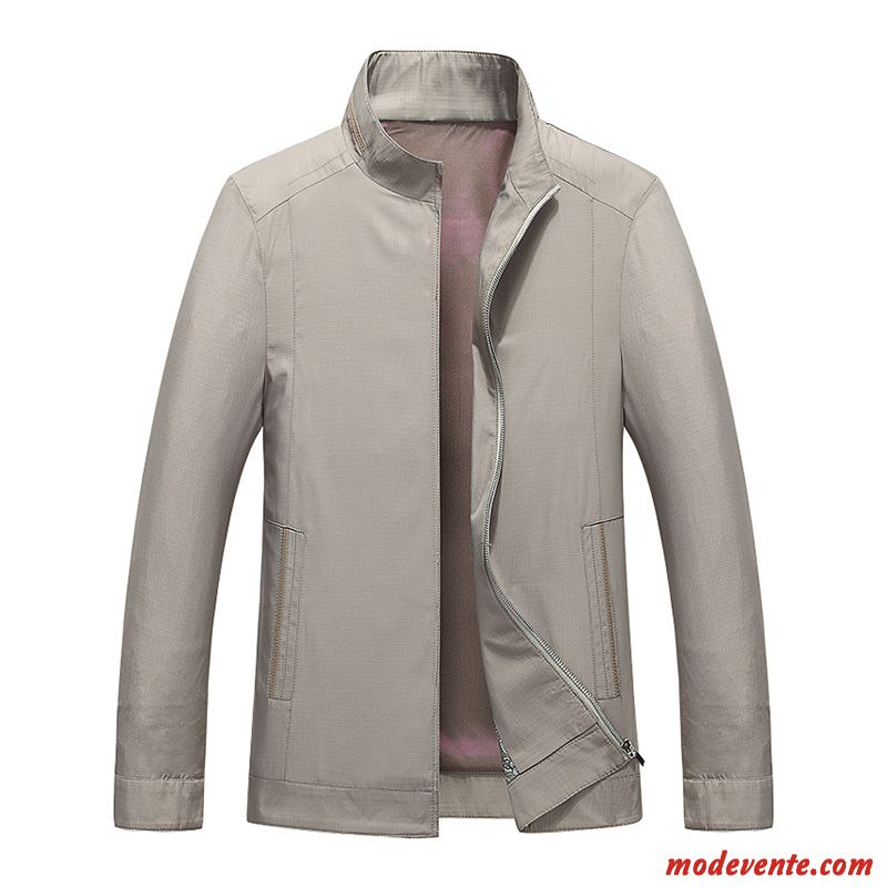 Veste Homme L'automne Printemps Manteau Légère Col Mandarin Kaki