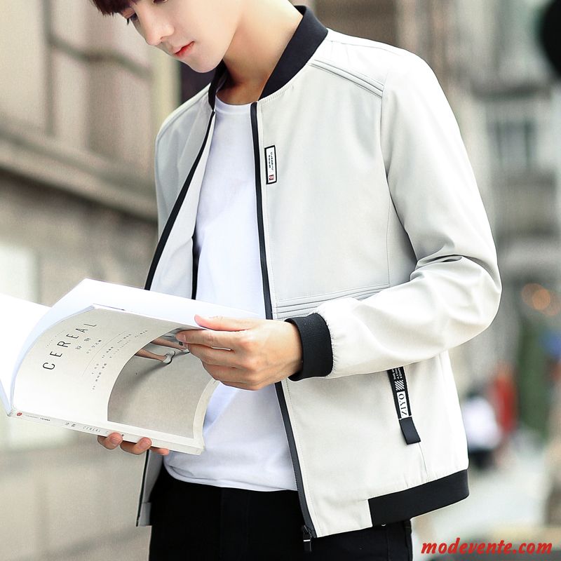 Veste Homme Manteau Vêtements De Baseball Slim Tendance L'automne Grande Taille Blanc