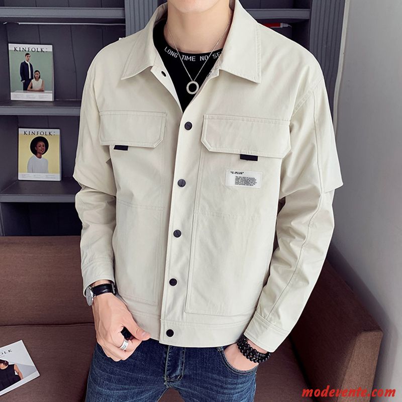 Veste Homme Printemps Manteau L'automne Cargo Tendance Décontractée Blanc