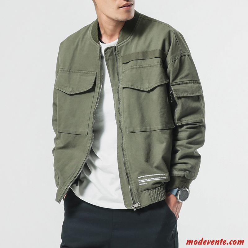 Veste Homme Une Veste Marque De Tendance Baggy L'automne Rétro Cargo Vert