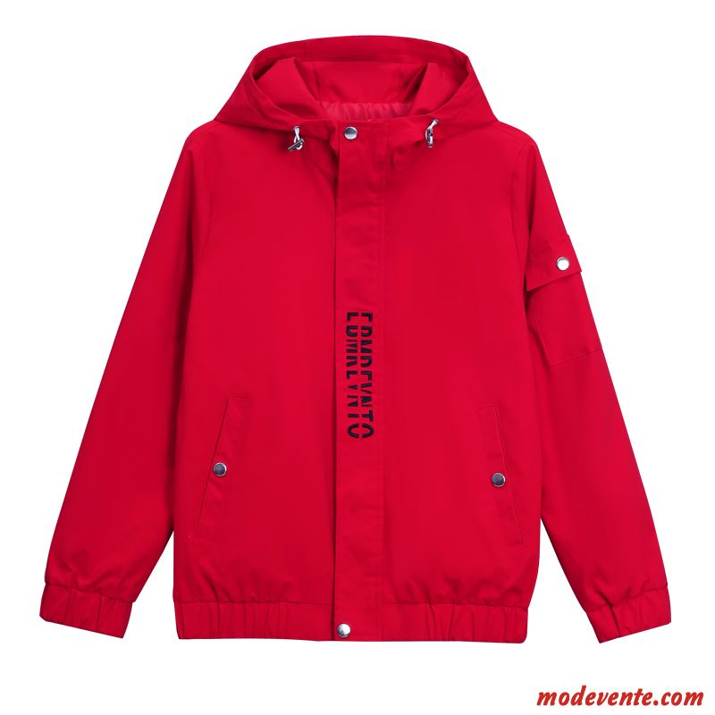 Vestes Femme Manteau Capuche Court Décontractée Baggy L'automne Rouge