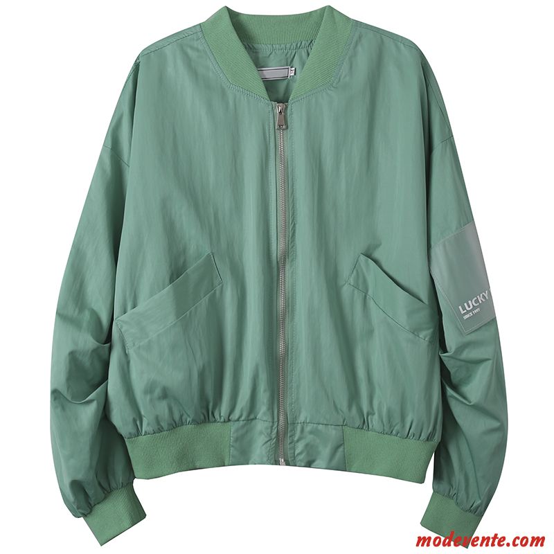 Vestes Femme Manteau Cargo Vêtements De Baseball Baggy Étudiant Printemps Vert