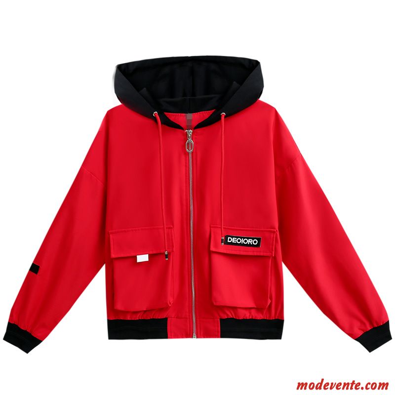 Vestes Femme Manteau Court Une Veste Printemps Baggy L'automne Rouge