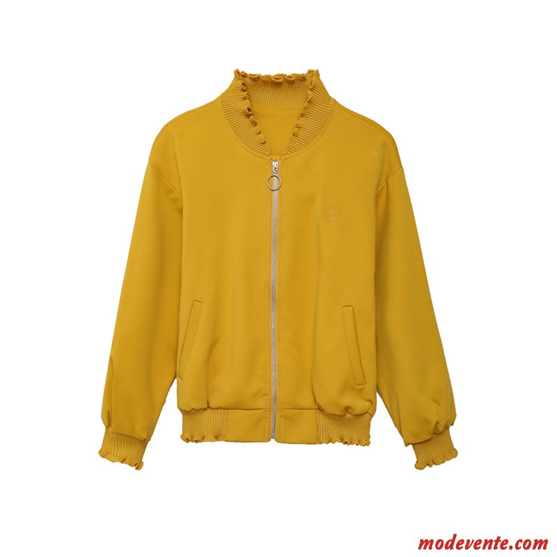 Vestes Femme Printemps Grande Taille Mode Vêtements De Baseball Manteau Baggy Jaune