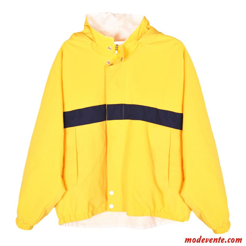 Vestes Femme Reversible Les Deux Côtés Portent L'automne Printemps Manteau Étudiant Jaune