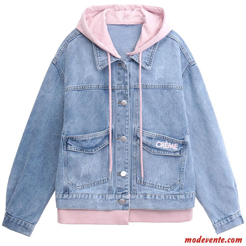 Vestes Femme Tendance Denim L'automne Courte Printemps Manteau Bleu