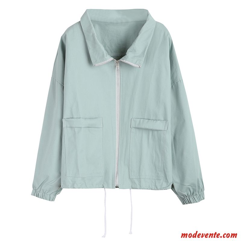 Vestes Femme Tendance Rétro Gros Poche Manteau Vêtements De Baseball Vert Clair