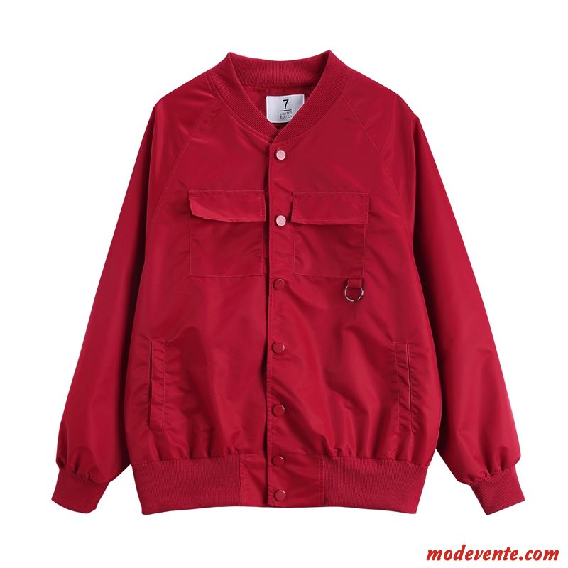 Vestes Femme Une Veste Cool Manteau Locomotive L'automne Trier Les Boutons Pure Rouge Or