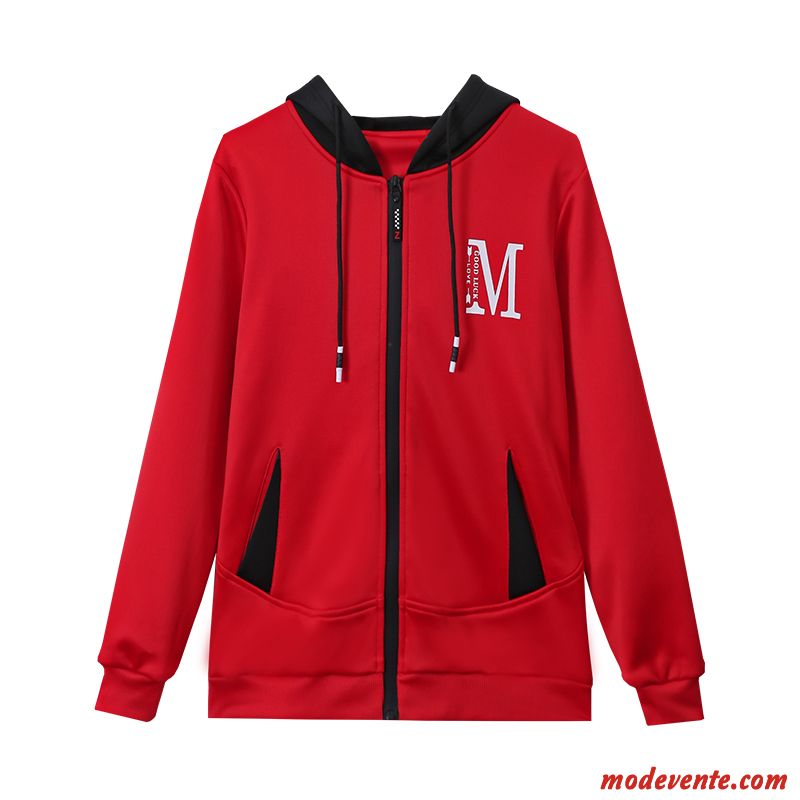 Vestes Femme Épaissir Mode Cardigan Capuche Une Veste Manteau Rouge