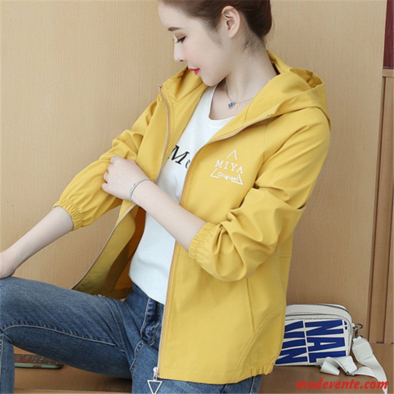 Vestes Femme Étudiant Dame Coupe Vent Printemps Vêtements De Baseball Baggy Jaune