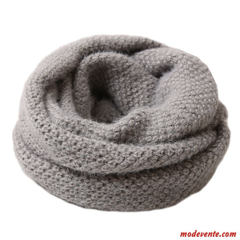 Écharpe Femme Printemps Tricot De Laine L'automne Étudiant Collier Gris