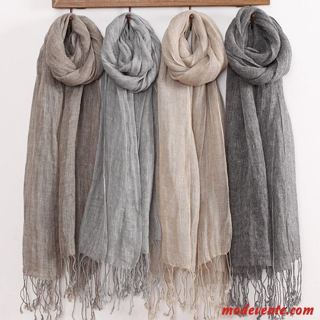 Écharpe Homme Été L'automne Printemps Châle Tassel Femme Pure Gris
