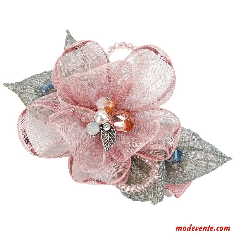 Épingle À Cheveux Femme Arc Queue De Cheval Accessoires Adulte Pince À Ressort Fleur Rose