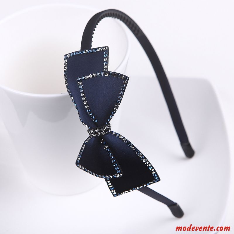 Épingle À Cheveux Femme Bandes Cheveux Antidérapant Diamant Tissu Couvre-chefs Pierres De Strass Bleu