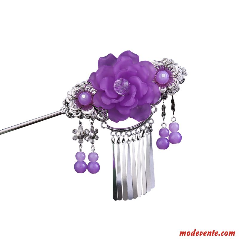 Épingle À Cheveux Femme Classique Manuel Tassel Rétro Ornements De Cheveux Couvre-chefs Violet