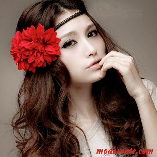 Épingle À Cheveux Femme Couronne Bandes Cheveux Accessoires Tresser Fleurs Bord De Mer Rouge