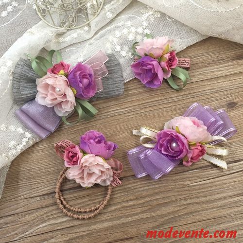 Épingle À Cheveux Femme Couvre-chefs Clip Supérieur Fleur Original Élastique Ornements De Cheveux Cercle Des Cheveux Violet Rose Or