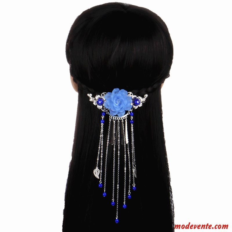 Épingle À Cheveux Femme Folk-custom Classique Rétro Couvre-chefs Ornements De Cheveux Bleu Clair