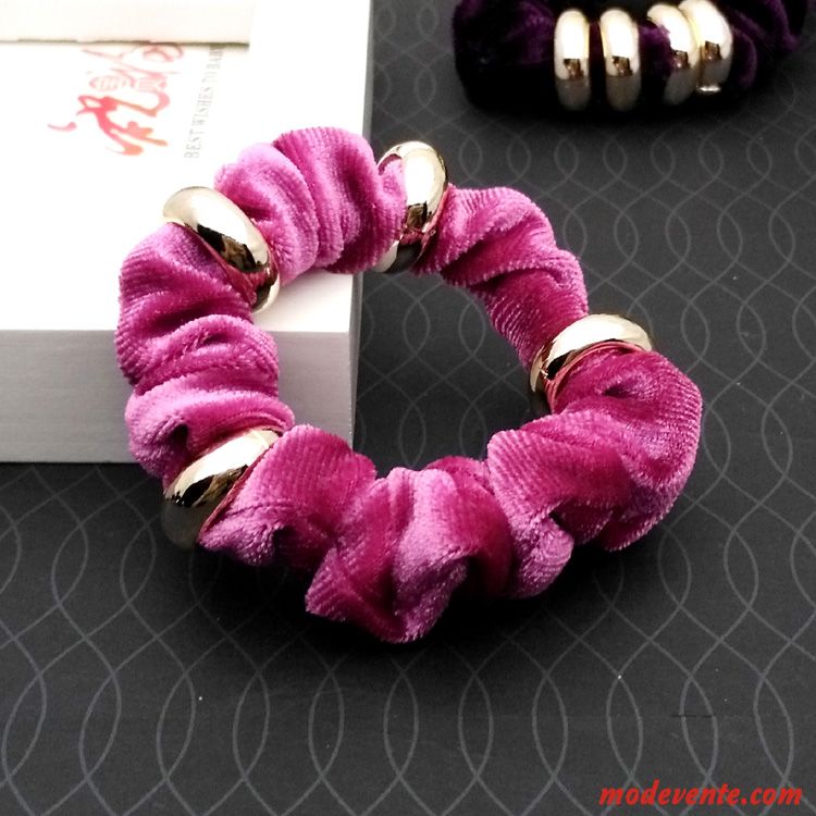 Épingle À Cheveux Femme Haute Qualité Corde Tête Queue De Cheval Élastique Accessoires Fleur Violet Rose