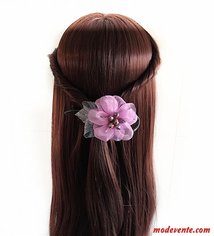 Épingle À Cheveux Femme Ornements De Cheveux Fleur Haut Grade Couvre-chefs Fil De Soie Tissu Rose Gris