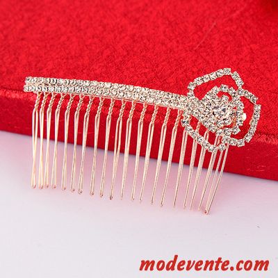 Épingle À Cheveux Femme Pierres De Strass Couvre-chefs Frange Peigne Ornements De Cheveux Emission De Cartes Rose