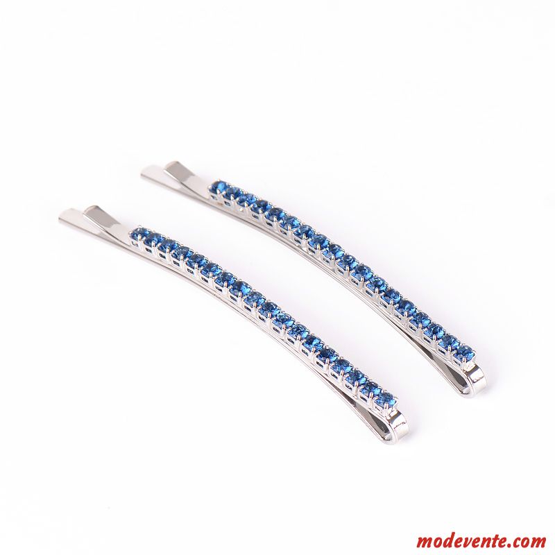 Épingle À Cheveux Femme Simple Frange Cristal Accessoires Diamant Cheveux En Plaques Bleu