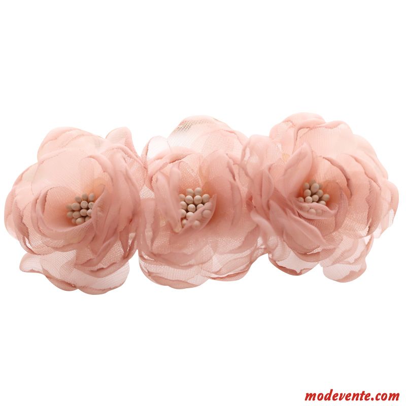 Épingle À Cheveux Femme Tissu Emission De Cartes Pince À Ressort Fil De Soie Clip Supérieur Fleur Ornements De Cheveux Rose