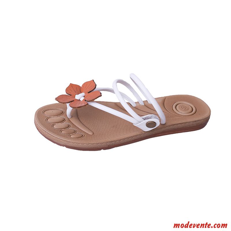 Été Doigt De Pied Tendance Femme Plage Antidérapant Ivoire Tongs